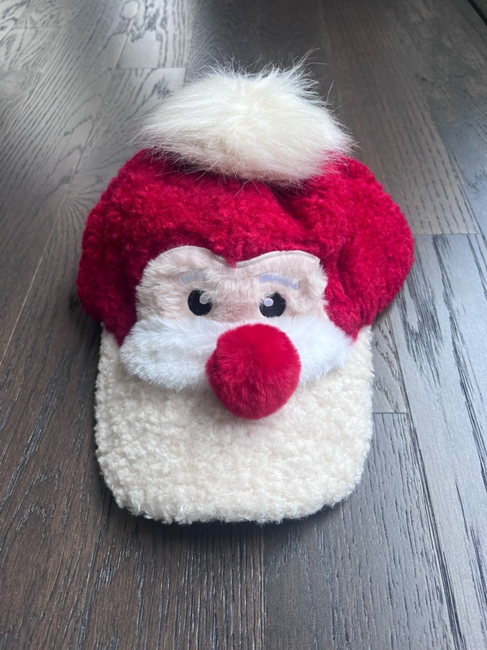 Sherpa Plush Santa Hat Cap with Red Pom Pom